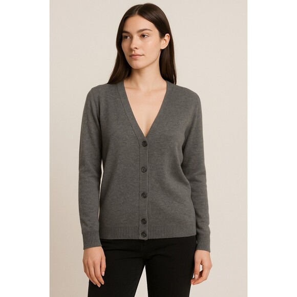 Maria Di Ripabianca Sweater Womens Cashmere Cardigan Gray V-neck Long Sleeve 10 - Picture 1 of 15